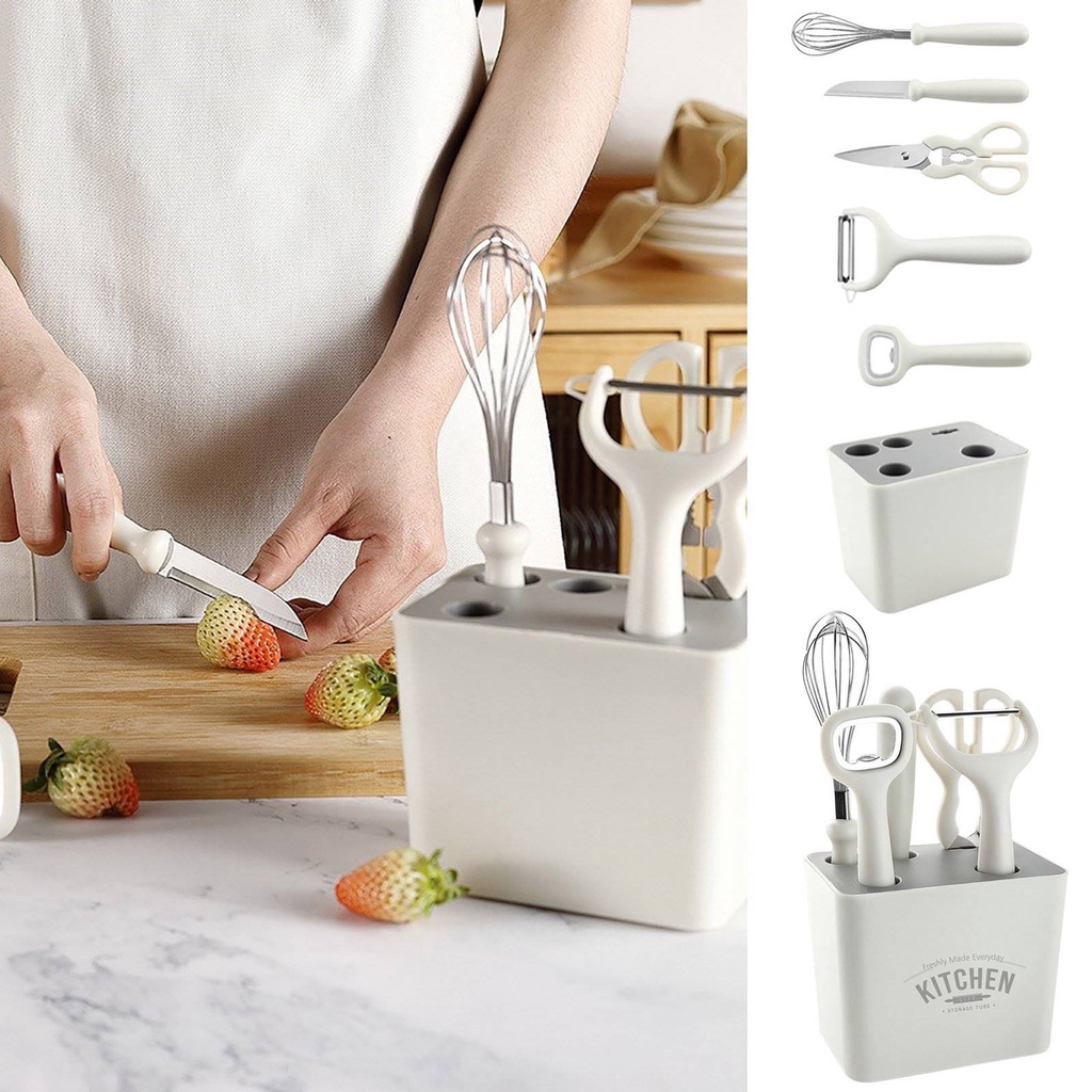 เซต Kitchen gadget food tool สีขาว เซต 5 ชิ้น ปลอดสารพิษ ทนความร้อน ทนทาน ปลอดภัย
