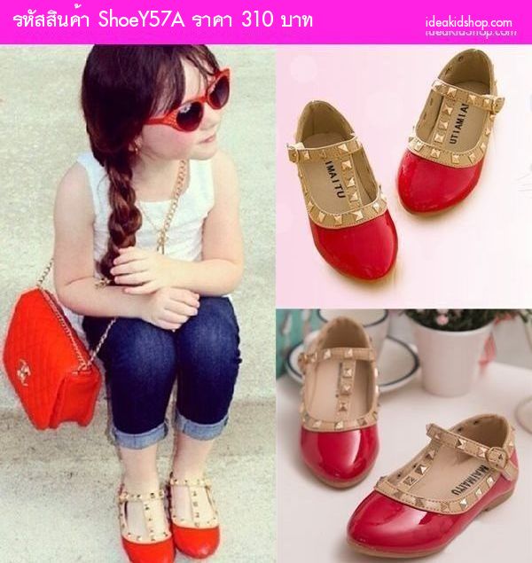 รองเท้าเด็ก สไตล์ Valentino Kid V.2 สีแดง