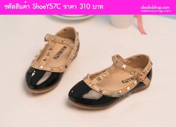 รองเท้าเด็ก สไตล์ Valentino kid V.2 สีดำ