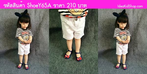 รองเท้าเด็ก ติดโบว์ สไตล์ Mini Melissa สีชมพูอ่อน
