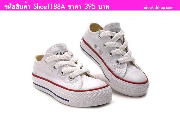 รองเท้าผ้าใบหุ้มส้น Converse สไตล์ชมพู่ สีขาว