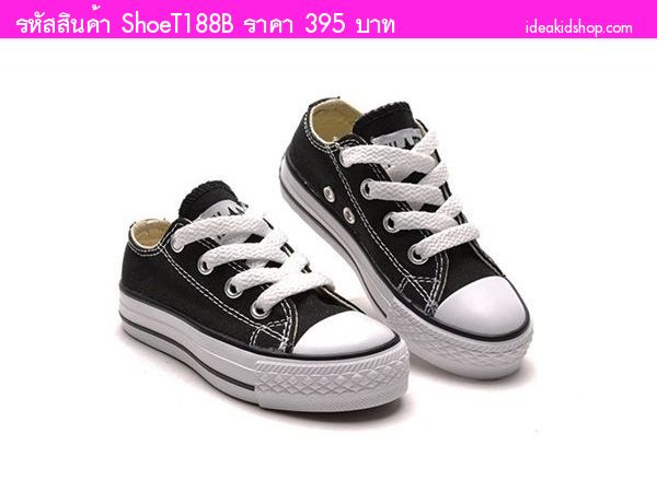 รองเท้าผ้าใบหุ้มส้น Converse สไตล์ชมพู่ สีดำ
