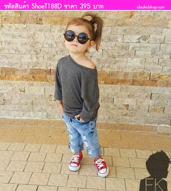 รองเท้าผ้าใบหุ้มส้น Converse สไตล์ชมพู่ สีชมพู