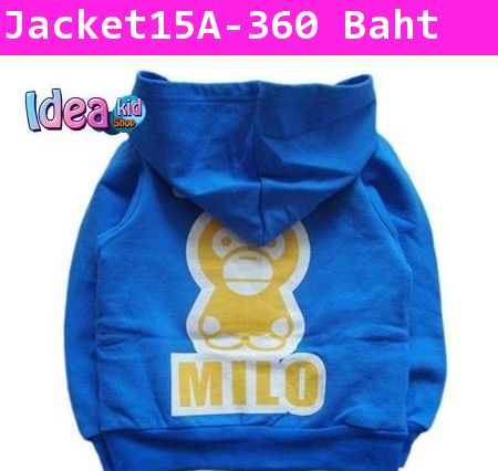 เสื้อกันหนาว B2W2 ลายรูปหน้าลิง สีน้ำเงิน