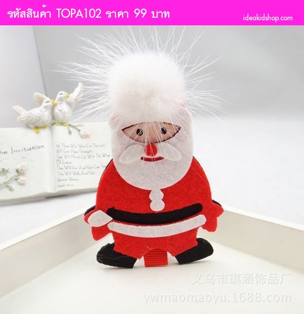 กิ๊บติดผม ลาย XMas Santa And Red Tree(แพค 3 ตัว)