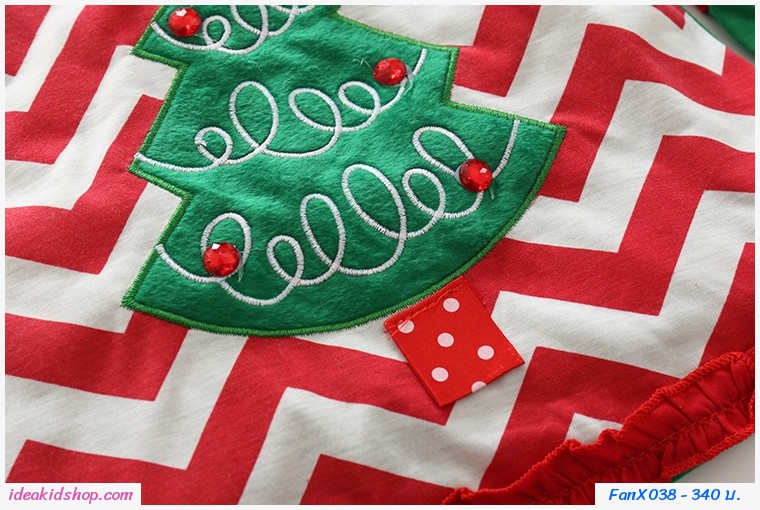 ชุดเสื้อกางเกง Xmas Poinsettia สีเขียว