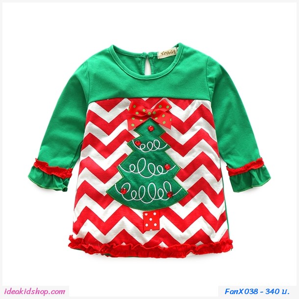 ชุดเสื้อกางเกง Xmas Poinsettia สีเขียว
