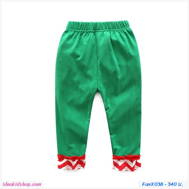 ชุดเสื้อกางเกง Xmas Poinsettia สีเขียว