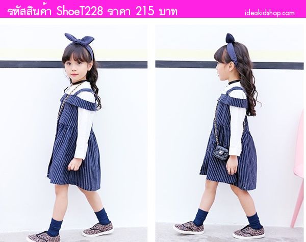 รองเท้าผ้าใบเด็กแฟชั่น ลายเสือดาว โทนสีน้ำตาล