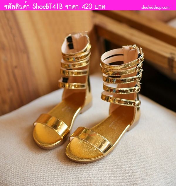 รองเท้าแฟชั่นสไตล์โบฮีเมียน หนูน้อยเรย่า สีทอง