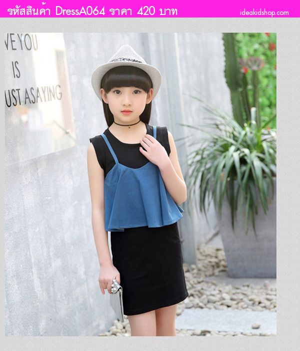 เดรสสาวน้อยเจนนี่ โชว์หลัง สีดำฟ้าคราม