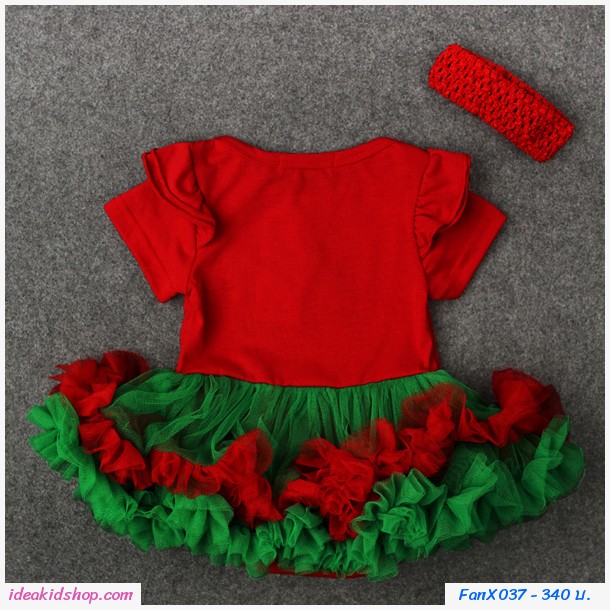 บอดี้เดรส Xmas tutu+ที่คาดผม สีแดงเขียว