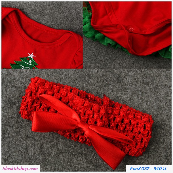 บอดี้เดรส Xmas tutu+ที่คาดผม สีแดงเขียว