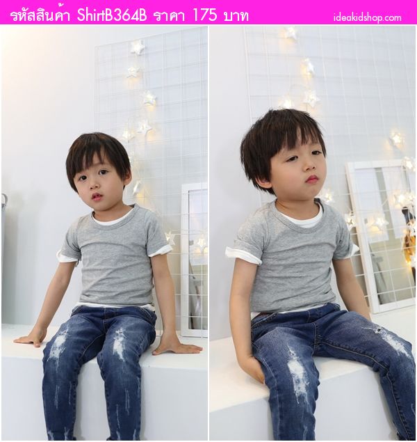 เสื้อยืดแฟชั่นหนูน้อยจิมมี่ สีเทา
