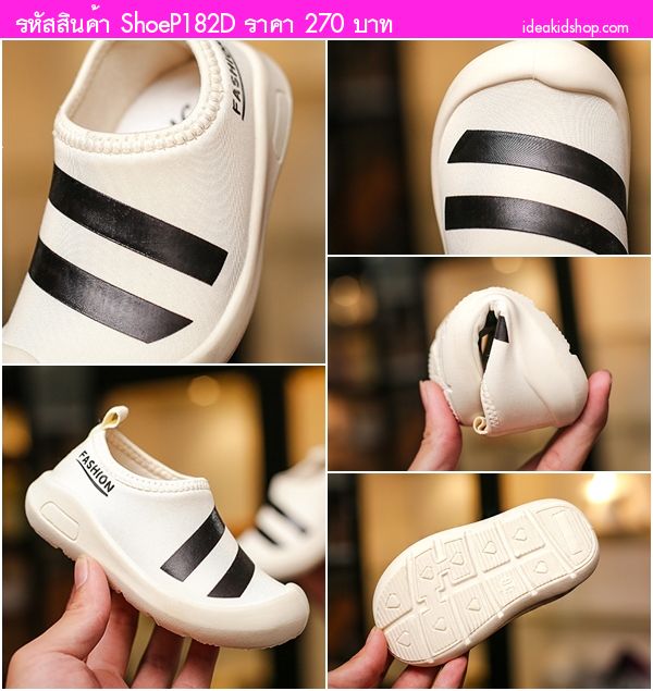 รองเท้าผ้าใบแต่งแถบคาด Fashion Sport สีดำ