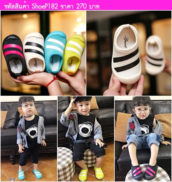 รองเท้าผ้าใบแต่งแถบคาด Fashion Sport สีดำ