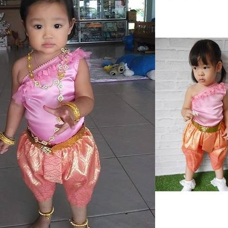 เข็มขัดเกล็ดปลา ชุดไทยยางยืดแต่งคริสตัล สีทอง