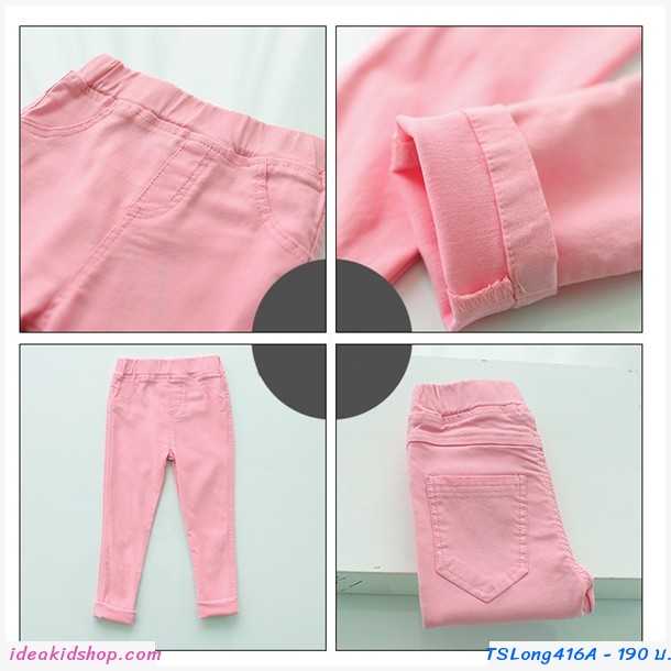 กางเกงขายาว Skinny Pencil Trousers สีชมพูบานเย็น