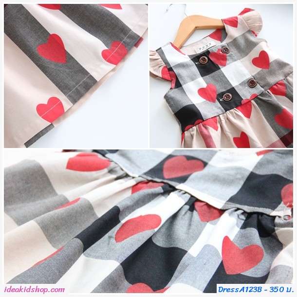 เดรส Burberry ลายหัวใจ สีแดง
