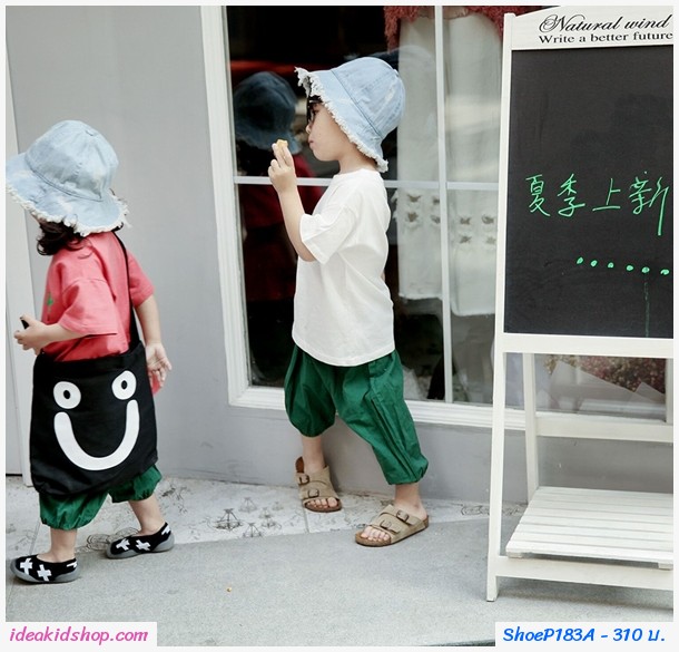 รองเท้าถุงเท้าแบบสั้นลายตัว X สีดำขาว