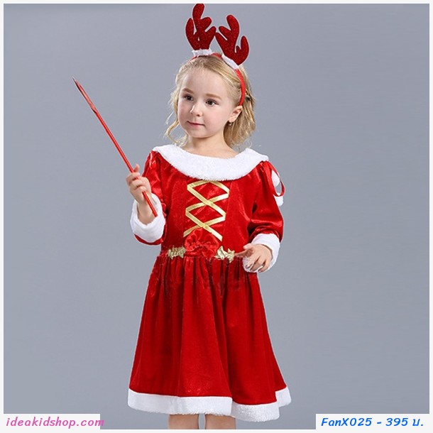ชุดเดรสสาวน้อยแซนตี้ มีฮู้ด Xmas(ได้ 3 ชิ้น) 