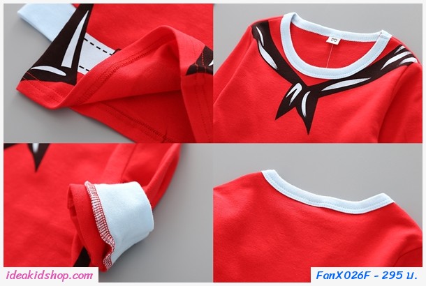 ชุดเสื้อกางเกง Xmas Cowboy Santa สีเเดง