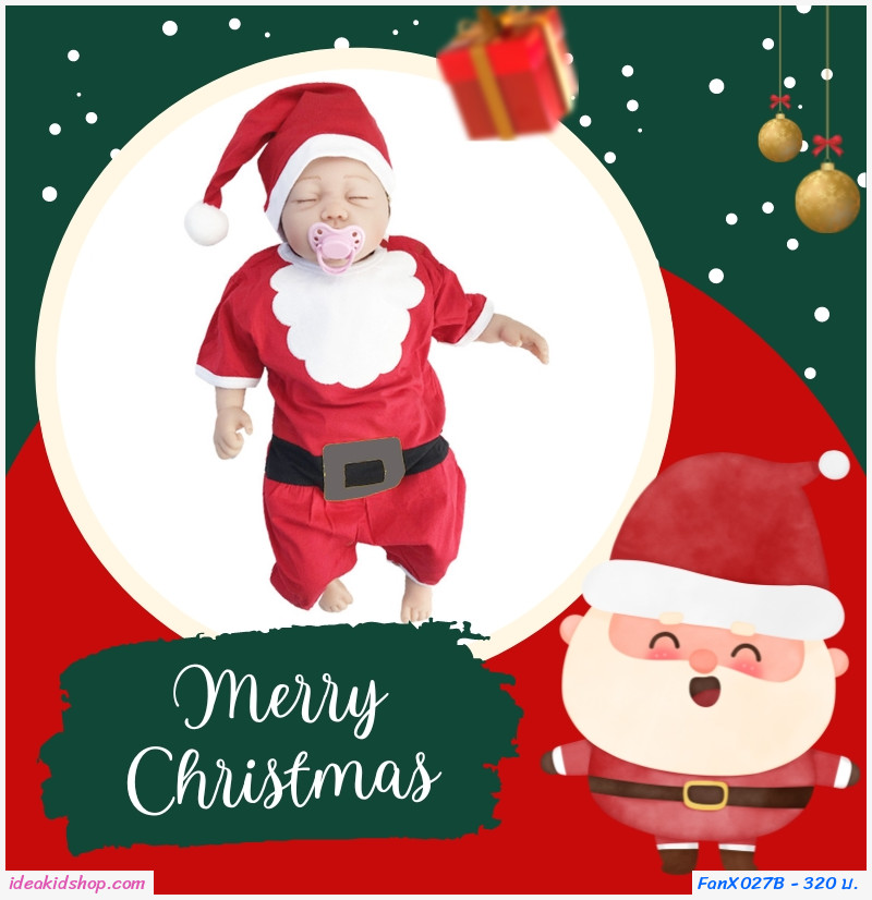 ชุดบอดี้สูท Xmas พร้อมหมวก ผู้ช่วยเอลฟ์ สีแดง
