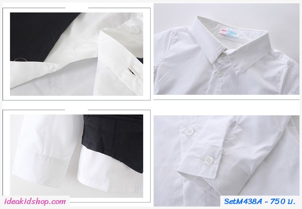 ชุดเสื้อกางเกง+เสื้อกั๊กออกงาน สีดำ(เซต 3 ชิ้น)