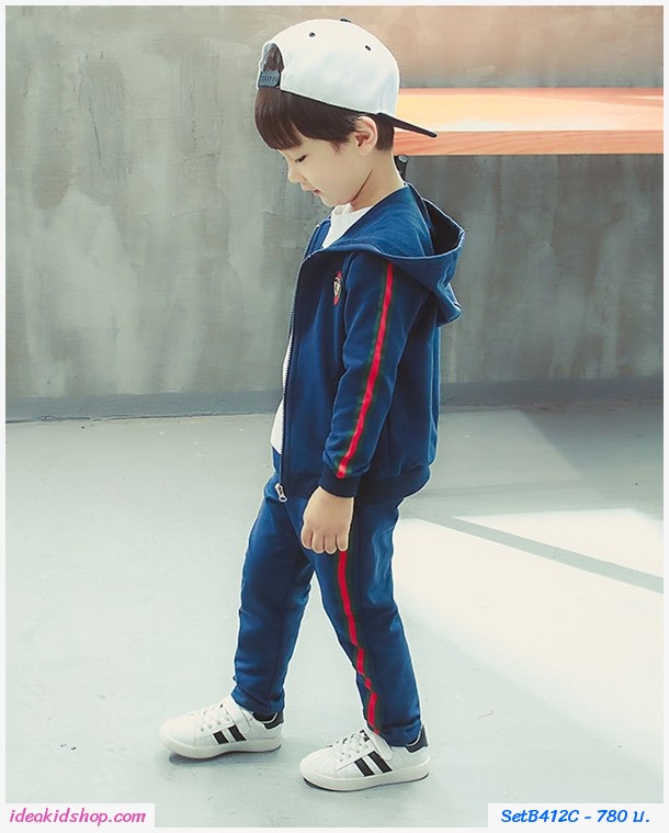 ชุดเสื้อกางเกงมีฮู้ด Gucci สีกรม(ได้ 3 ชิ้น)