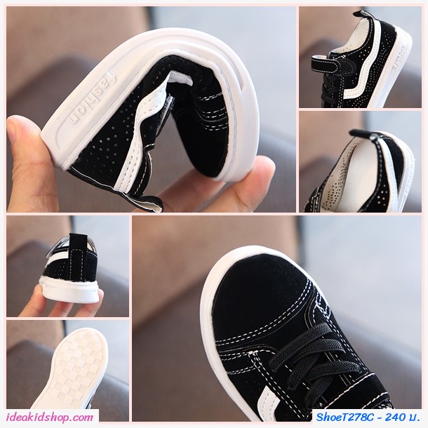 รองเท้าผ้าใบแต่งรูระบายสุดชิคสไตล์ Vans สีแดง