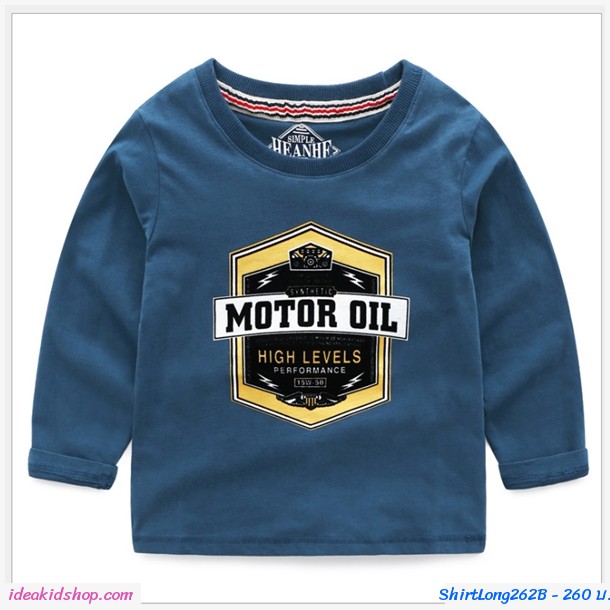 เสื้อแขนยาวหนุ่มน้อยโรม MOTOR OIL สีกรม