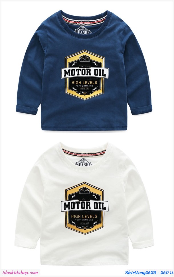 เสื้อแขนยาวหนุ่มน้อยโรม MOTOR OIL สีกรม