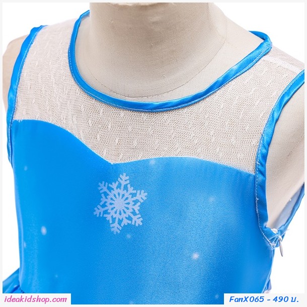 ชุดเดรสผูกโบว์ Xmas Snowflake Frozen สีฟ้า