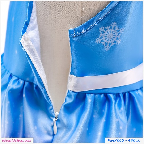 ชุดเดรสผูกโบว์ Xmas Snowflake Frozen สีฟ้า