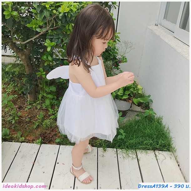 ชุดเดรสแฟนซีออกงานคุณหนู Angle มีปีก สีขาว