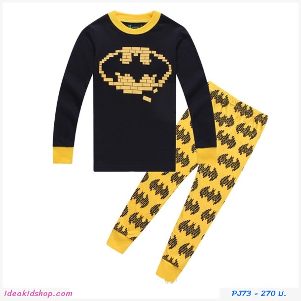 ชุดเสื้อกางเกงแขนจั๊ม Batman Hero สีดำเหลือง