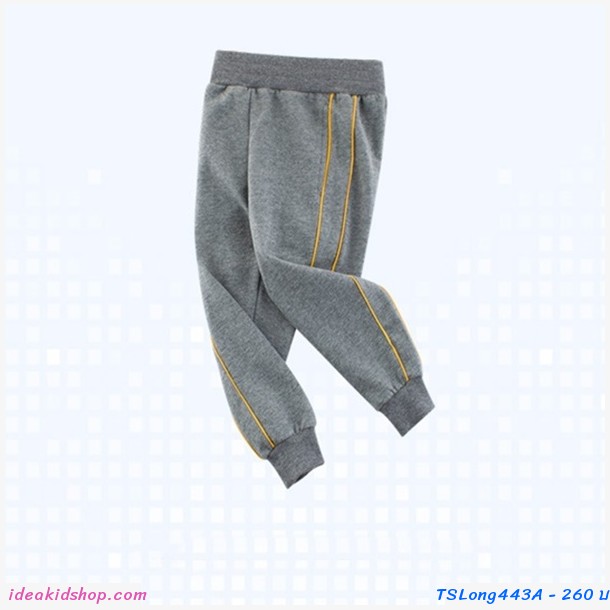 กางเกงวอร์มขาจั๊ม แถบเหลือง สีเทา