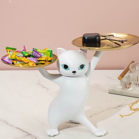 ตุ๊กตาแมวเต้นรำวางของ ตกแต่งบ้าน Nordic Luxuryให้ความรู้สึกผ่อนคลาย ดูหรู งานมีมิติสวยมาก:เทา