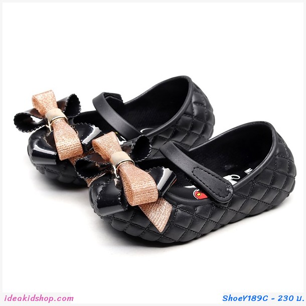 รองเท้าติดโบว์ Minnie Mickey สีดำ