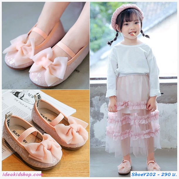 รองเท้าคัทชู SULA BABY ติดโบว์สีชมพู