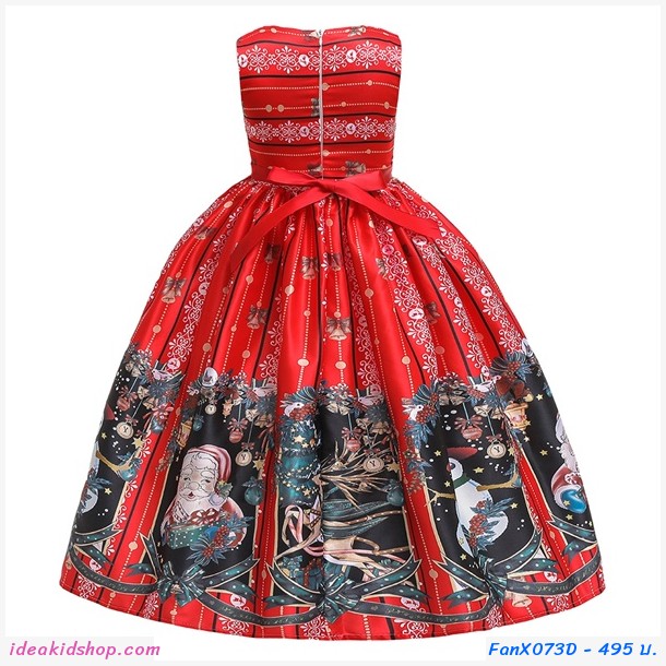 ชุดเดรสผูกโบว์ ออกงาน xmas ลาย D