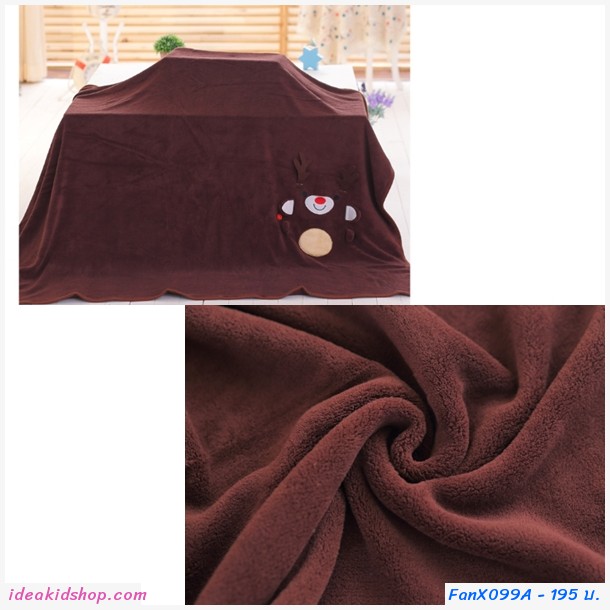 ผ้าห่ม Travel Blanket Xmas Gift ลายซานต้า สีแดง