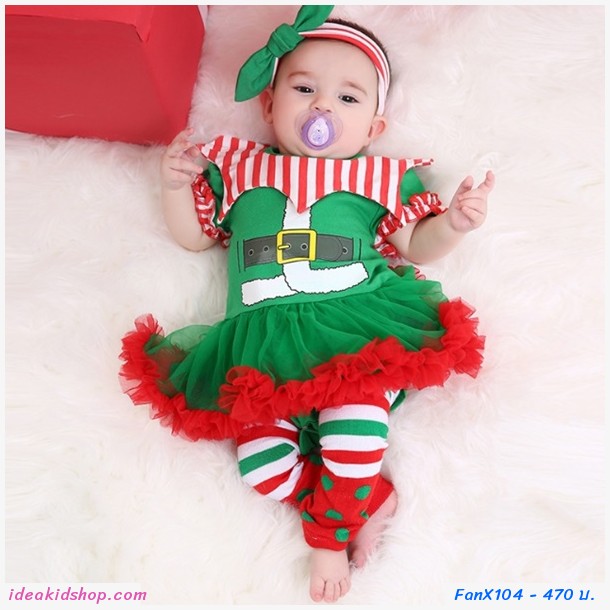 บอดี้สูทเด็ก xmas+ที่คาดผม 