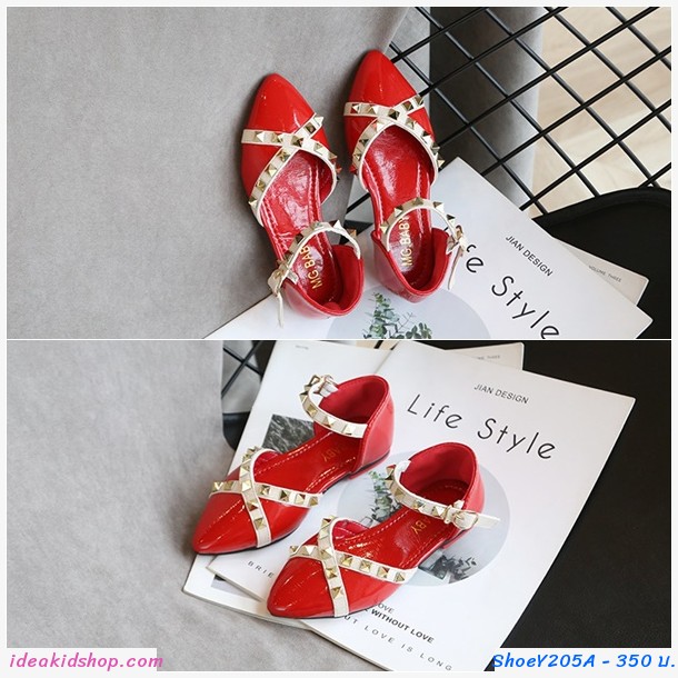รองเท้ารัดส้นหนังแก้ว Valentino สีแดง