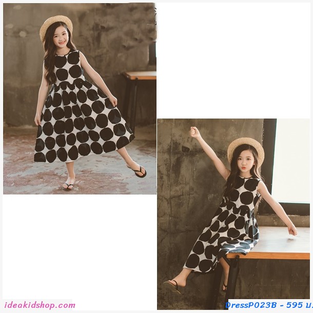 ชุดกระโปรงสไตล์ Marimekko แขนกุด สีดำ