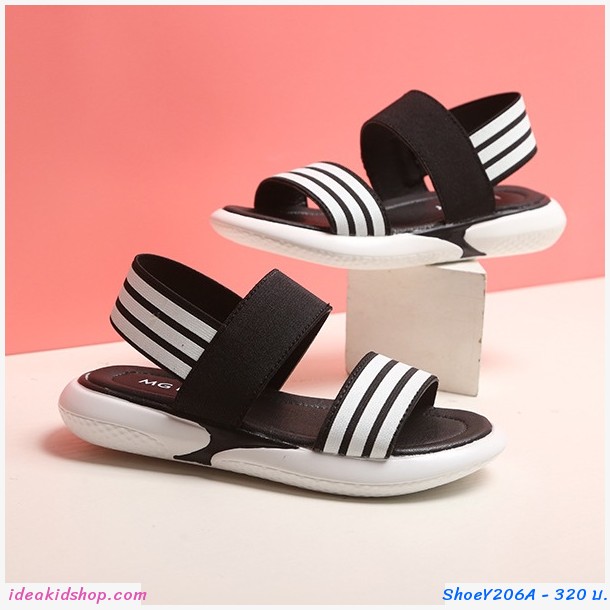 รองเท้ารัดส้นแต่งแถบ สไตล์ Sport สีดำ