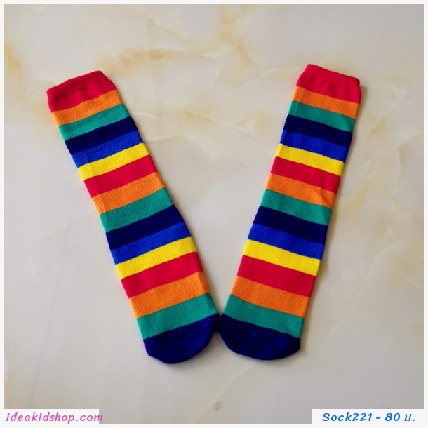 ถุงเท้ายาวแฟชั่น ลายสายรุ้ง Rainbow