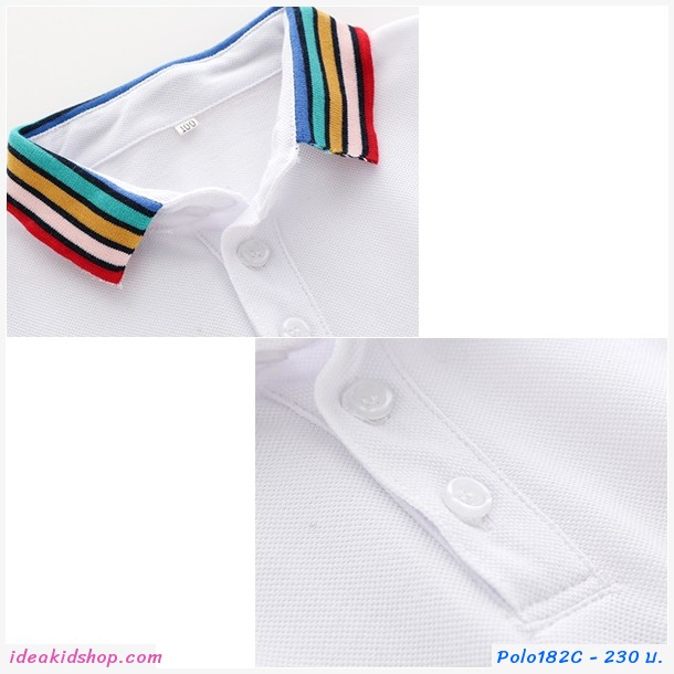 เสื้อเชิ้ตคอปกแขนสั้น แต่งแถบ สีแดง