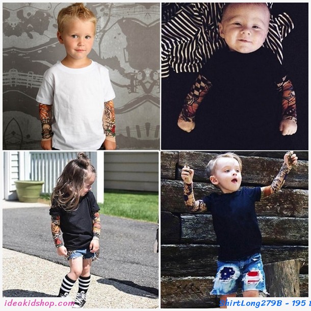 เสื้อยืดแขนยาว Tattoo T-Shirt สีพื้น สีดำ