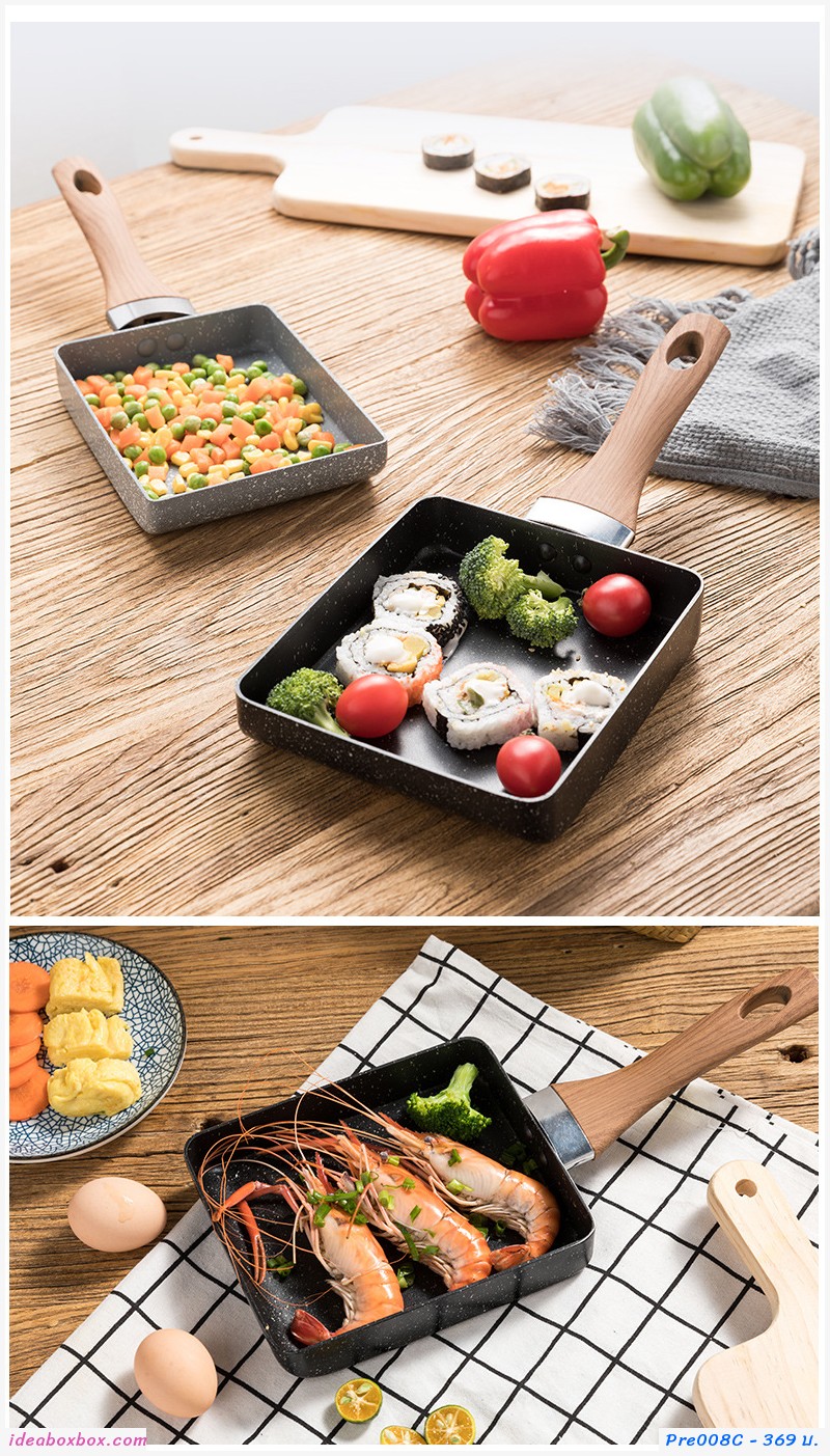 PreOrder กระทะไข่ม้วน กระทะสี่เหลี่ยม Non-Stick สีเทา